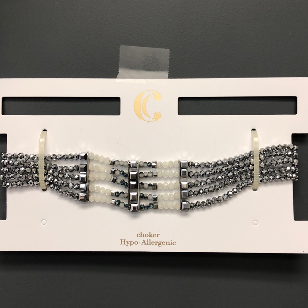 3for$15 Hypo allergenic silver crystal choker